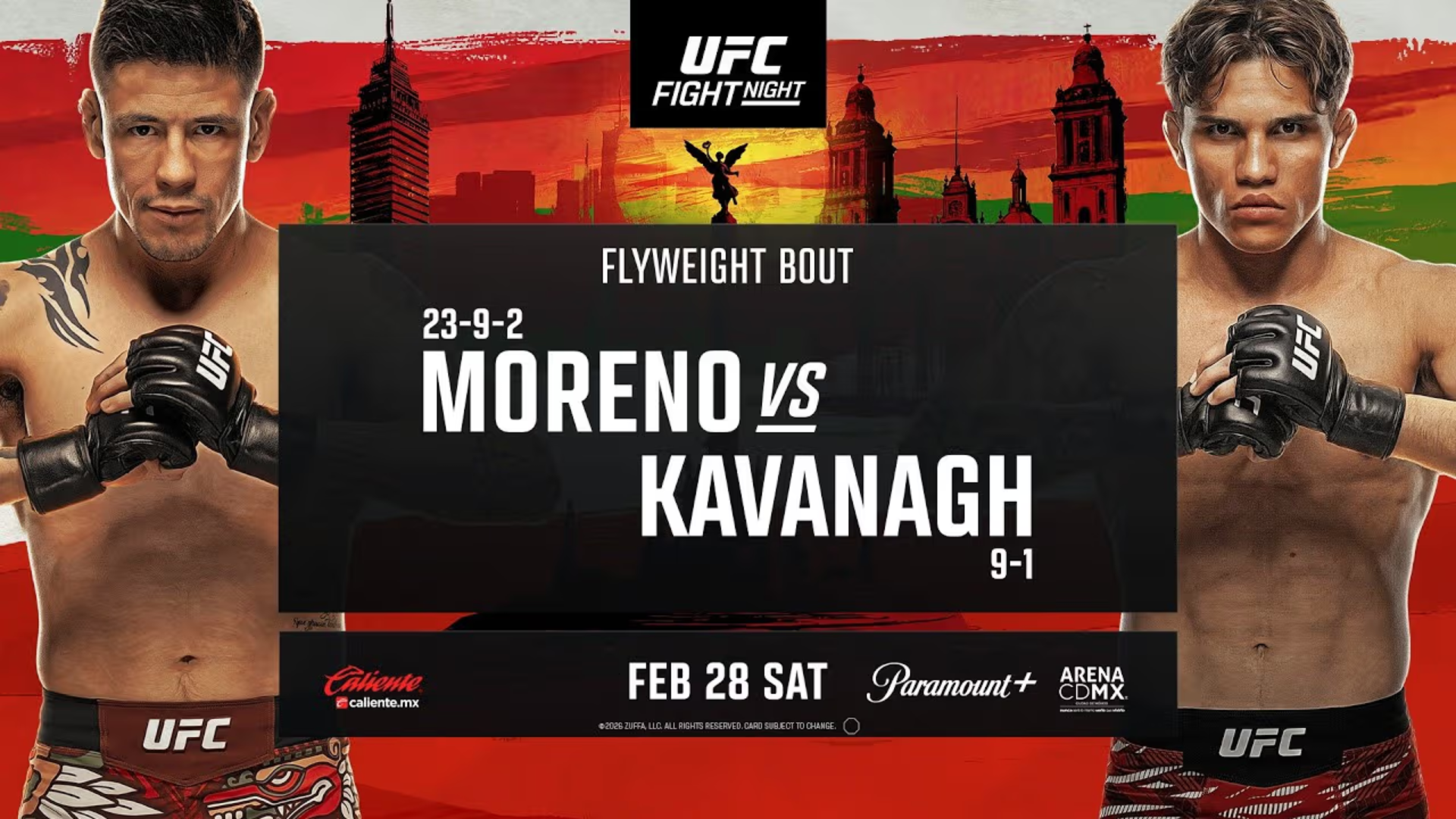 UFC Mexico 2026 Moreno vs Kavanagh Prelims Start Times: US, UK, Australia and more.