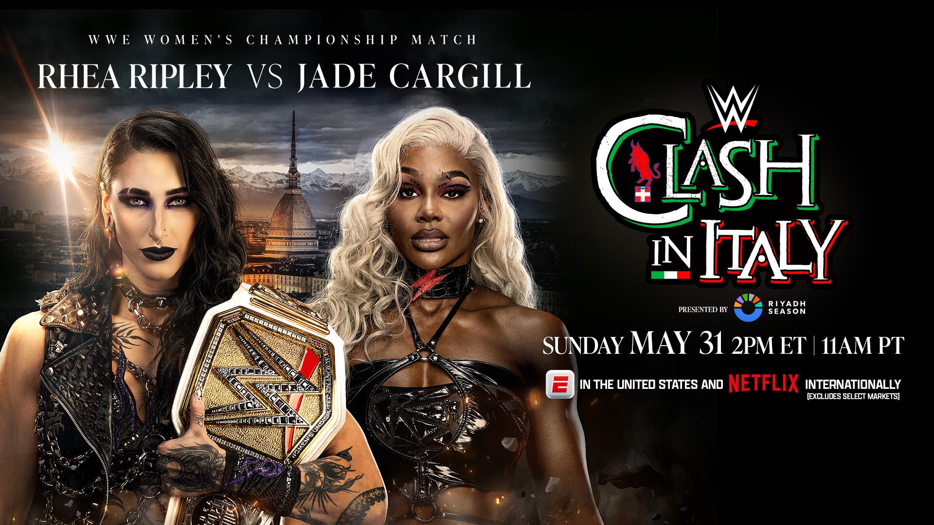 Rhea Ripley vs. Jade Cargill result at WWE Clash in Italy 2026